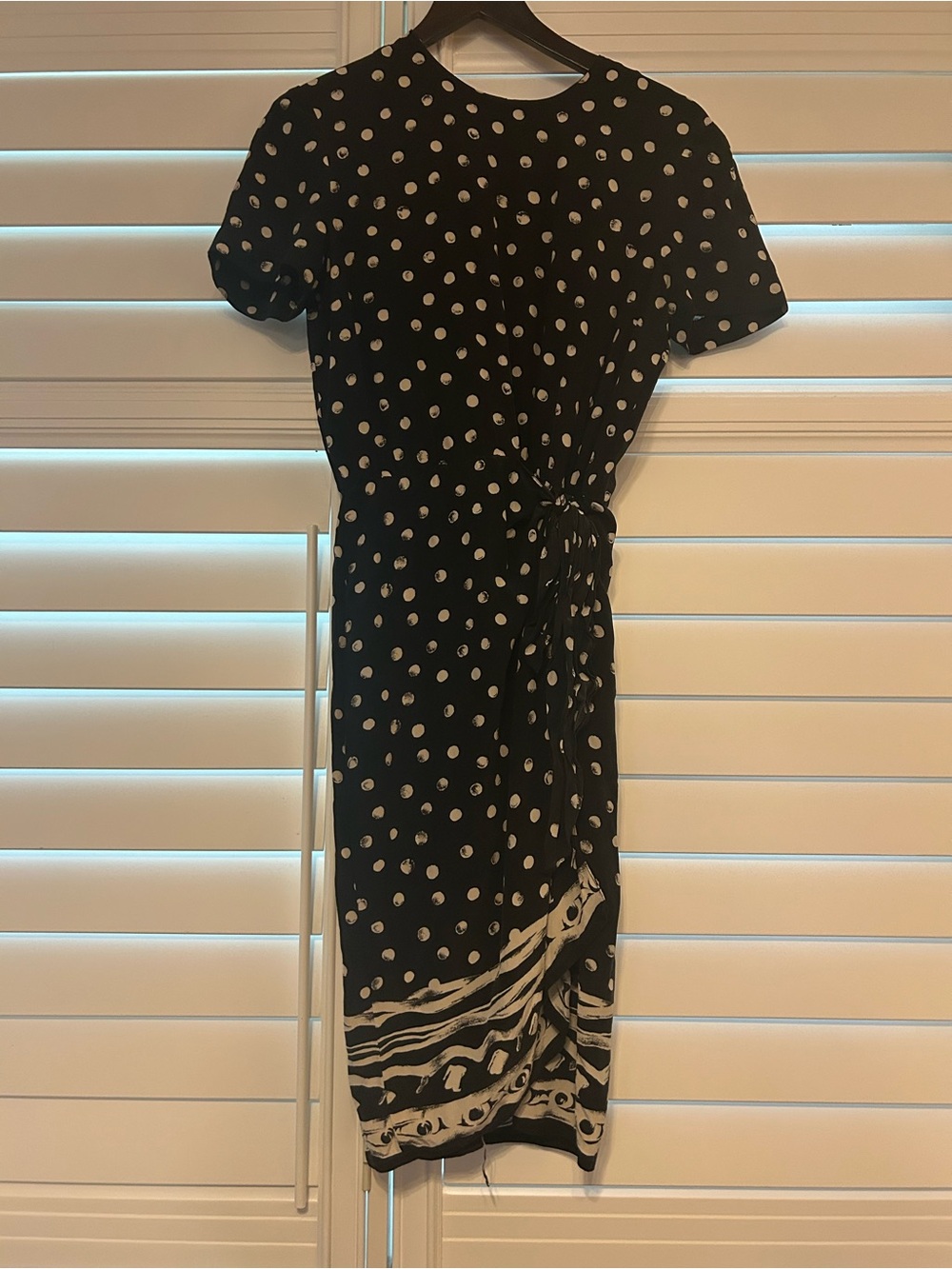 Maggy London 100% silk Polka Dot Midi Wrap Dress